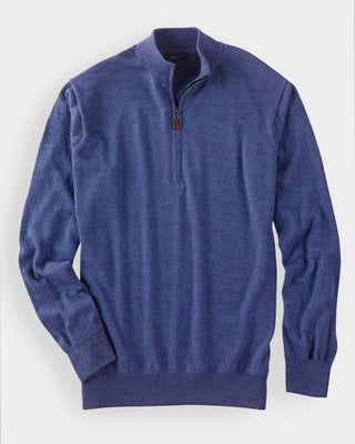 Men's Italian Merino Quarter-Zip Sweater- Marine Heather - Turtleson -Marine Heather