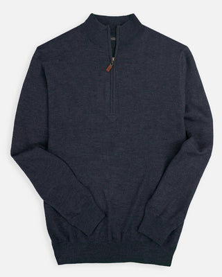 Men's Italian Merino Quarter-Zip Sweater - Navy - Turtleson -Navy