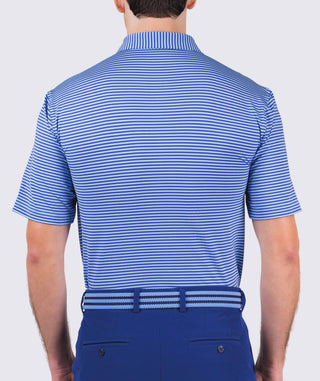 Edward Stripe Performance Men's Polo - back - Marine/Wave Turtleson -