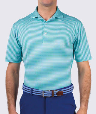 Edward Stripe Performance Men's Polo - front - Splash/Wave Turtleson -