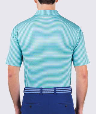 Edward Stripe Performance Men's Polo - back - Splash/Wave Turtleson -