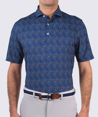 Max Performance Polo - Pattern- front - Navy/Apricot Turtleson