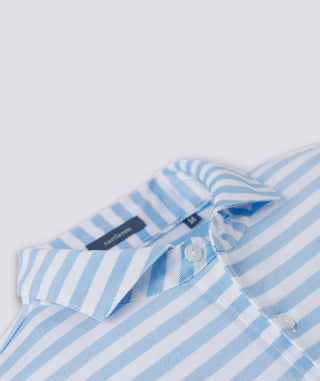 Cole Cotton Stripe Performance Polo - Men's Luxe Blue - Turtleson