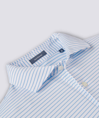 Dylan Stripe Performance Polo - men - Luxe Blue - Turtleson