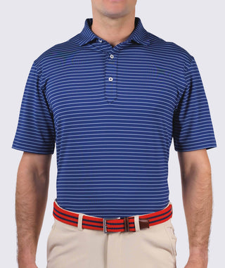 Trey Stripe Performance Polo men - front - Navy/Luxe Blue - Turtleson