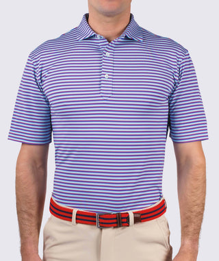 Sherman Stripe Performance Polo - front - Wave/Plumeria - Turtleson