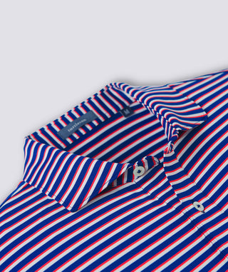 Sherman Stripe Performance Polo - men - Navy/Vintage Red - Turtleson