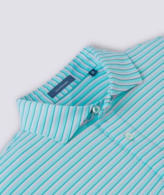 Sherman Stripe Performance Polo - men - Wave/Retro Pink - Turtleson