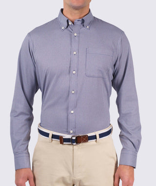 Graham Performance Gingham Sport Shirt - front - Navy - Turtleson