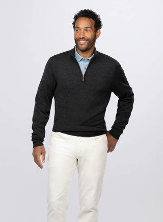 Italian Merino Quarter-Zip Sweater - Turtleson -Midnight