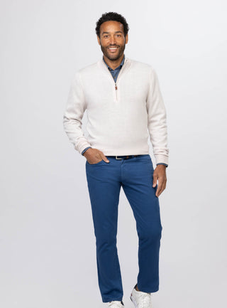 Italian Merino Quarter-Zip Sweater - Turtleson -Oatmeal