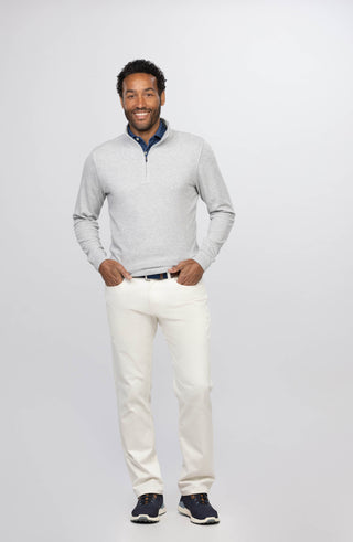 Italian Merino Quarter-Zip Sweater - Turtleson -Pearl