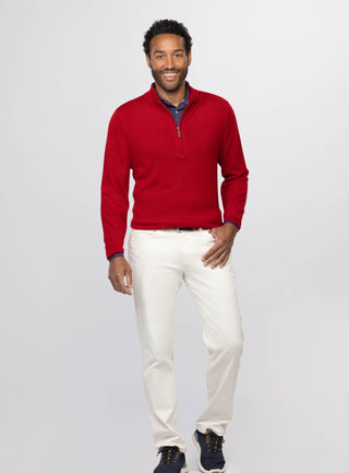 Italian Merino Quarter-Zip Sweater - Turtleson -Red