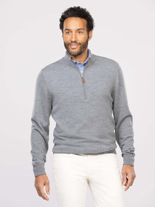 Italian Merino Quarter-Zip Sweater - Men's Turtleson -Storm