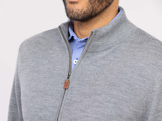 Italian Merino Quarter-Zip Sweater - Zipper - Turtleson -Storm