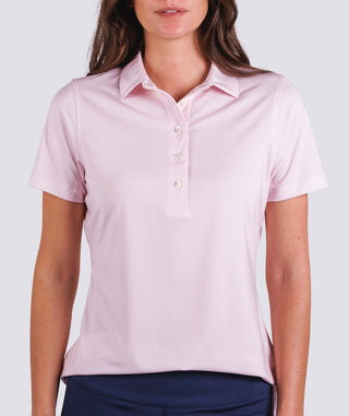 Honey Performance Polo - women - on body - retro pink - Turtleson