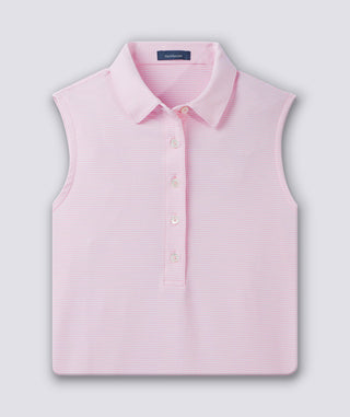 Cara Stripe Performance Polo Sleeveless - Retro Pink - Turtleson