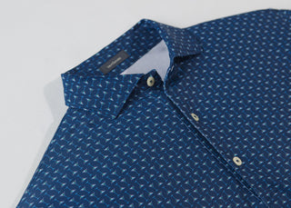 Barron Performance Men's Polo - Close Up- Turtleson -Navy/Luxe Blue Barron