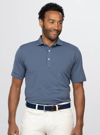 Clark Stripe Performance Men's Polo - Front - Turtleson -River/Coconut Clark