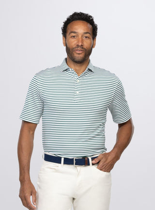 Gus Stripe Men's Performance Polo - Front - Turtleson -Evergreen Gus 