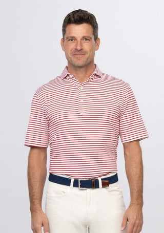 Gus Stripe Men's Performance Polo - Stripe - Turtleson -Red Gus 