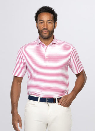 Gus Stripe Men's Performance Stripe Polo - Turtleson -Rose Gus 