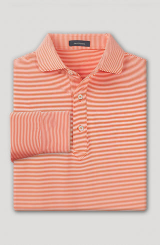 Carter Stripe Performance Men's Polo, Long Sleeve - Clementine - Turtleson
