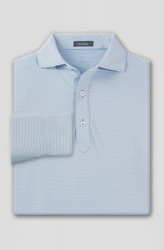 Carter Stripe Performance Men's Polo, Long Sleeve - Luxe Blue - Turtleson