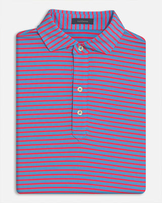 Miller Stripe Performance Men's Polo - Luxe Blue/Rouge Red - Turtleson
