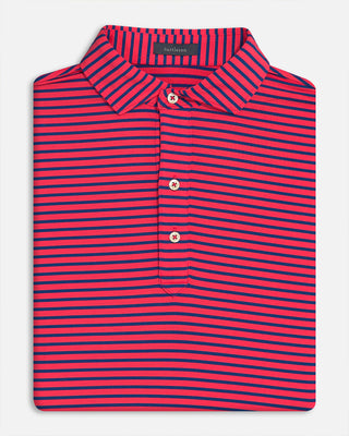Miller Stripe Performance Men's Polo - Rouge Red/Navy - Turtleson