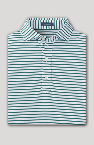 Gus Stripe Men's Performance Polo - Front - Evergreen Turtleson -=