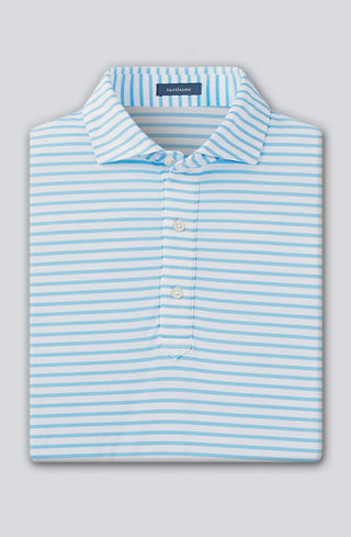 Gus Stripe Men's Performance Polo - Luxe Blue Turtleson