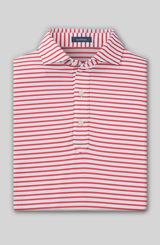 Gus Stripe Men's Performance Polo - Red Turtleson