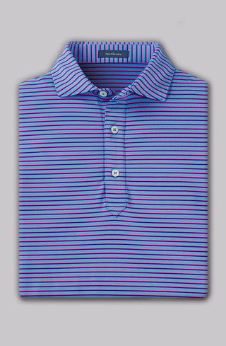 Clark Stripe Performance Men's Polo - Pattern Luxe Blue/Rose Turtleson