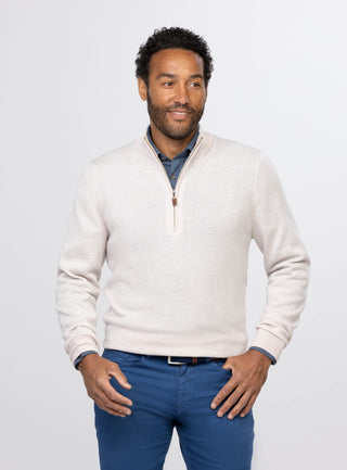 Italian Merino Quarter-Zip Sweater - Men's - Turtleson -Oatmeal