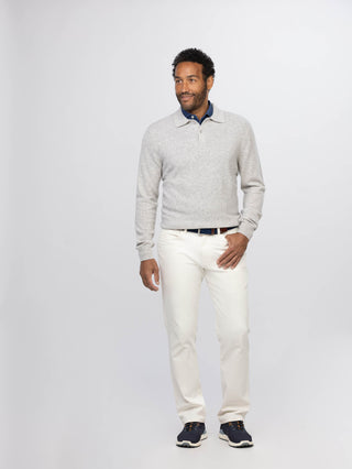 Wade 2-Button Men's Cashmere Sweater - Front - Turtleson -Pearl