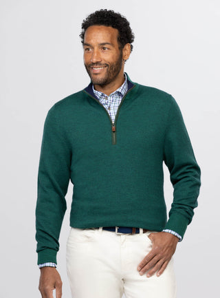 Walt Birdseye Quarter Zip Men's Pullover - Front - Turtleson -Evergreen/Navy