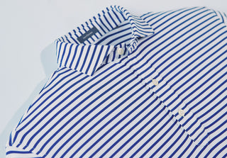 Gus Stripe Men's Performance Polo - Collar Navy Turtleson