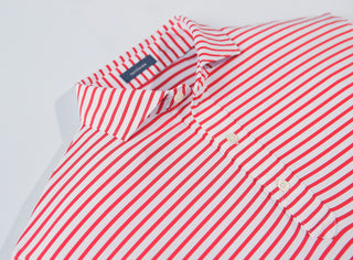 Gus Stripe Men's Performance Polo - Collar Red Turtleson