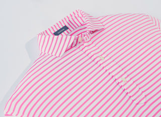 Gus Stripe Men's Performance Polo - Collar  Rose Turtleson 