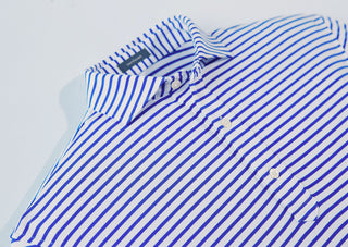 Gus Stripe Men's Performance Polo - Collar Royal Turtleson