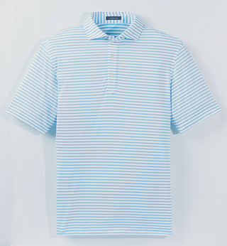 Gus Stripe Men's Performance Polo - Luxe Blue Turtleson